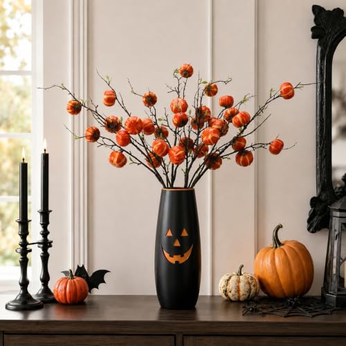 38 Inch Artificial Pumpkin Branch Set - 2 Pieces Orange Fall Autumn Decor