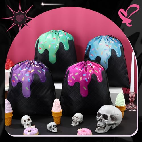 24 Pcs Halloween Party Favor Gift Bags with Ice Cream & Dessert Designs
