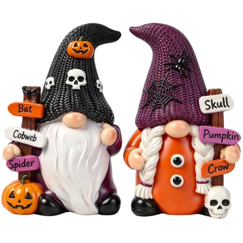 Halloween Gnome Decorations Set - 2 PCS Holiday Collectible Figurines - Variation of Halloween Gnomes