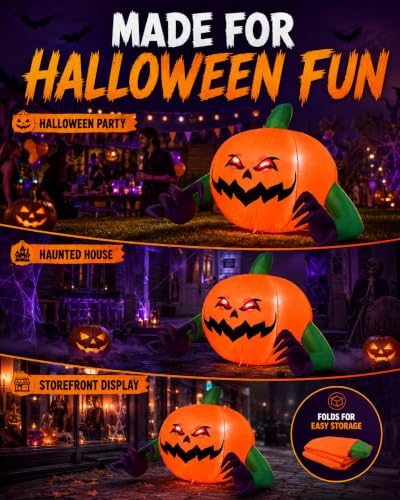 Halloween Inflatable Pumpkin Decor 4.5FT Outdoor Blow-up Lawn Decoration