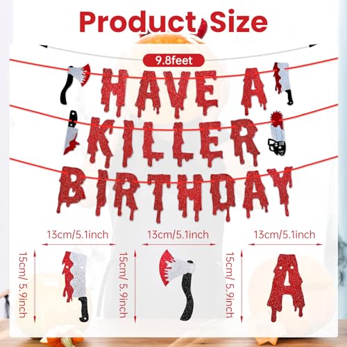 Halloween Birthday Banner with Red Glitter Dripping Blood Design - Spooky Wall Decor