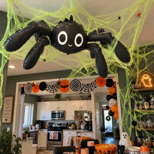 57-Inch Halloween Spider Foil Balloon - Large Black 6-Legged Decoration