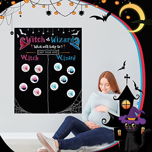 Gender Reveal Party Supplies - Wizard or Witch Decorations & Voting Stickers Set