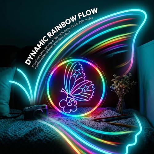 Butterfly Neon Sign - Multi-Color Dimmable LED Wall Decor with USB Power - Variation: Butterfly