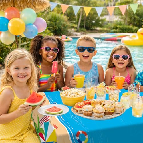 Beach Theme Plastic Tablecloth 54x108 Inches - Summer Party Pack - 3 Pieces
