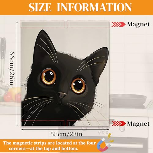 Cute Black Cat Magnetic Dishwasher Cover 23x26 Inch Kitchen Appliance Panel