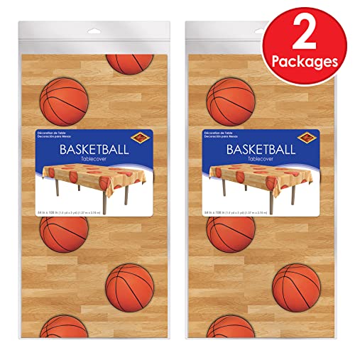 Basketball Table Covers Set of 2, 54 x 108 Inches - Sports Party Decor
