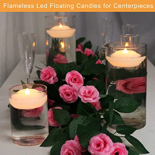 Floating LED Candles - 12 pcs Water-Activated Flameless Tealights - 3 Inch Wax Water Floating Candles with Flicker Light for Centerpieces and Events - Variation: 12 pcs Wax Floating Candles / 3 x 3 x 1.7 inches