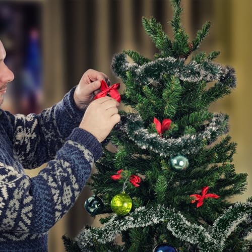 Dark Green 50FT Christmas Tinsel Garland Snow Flocked Artificial Greenery for Holiday Decor