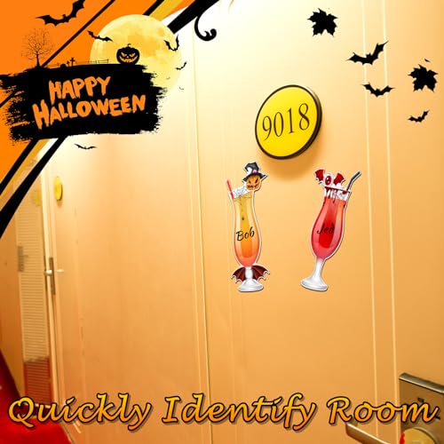 Halloween Fridge Magnets Set - Fruit Drink & Bat Door Decor