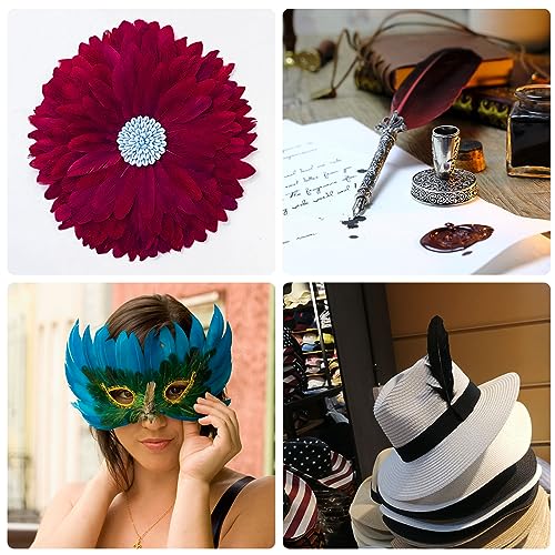 FeelfunFeather 120pcs Wine Red Goose Feathers 6-8 Inch for DIY Crafts & Decorations