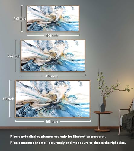 Large Abstract Watercolor Canvas Wall Art - 30x60 Inch Framed Home Decor