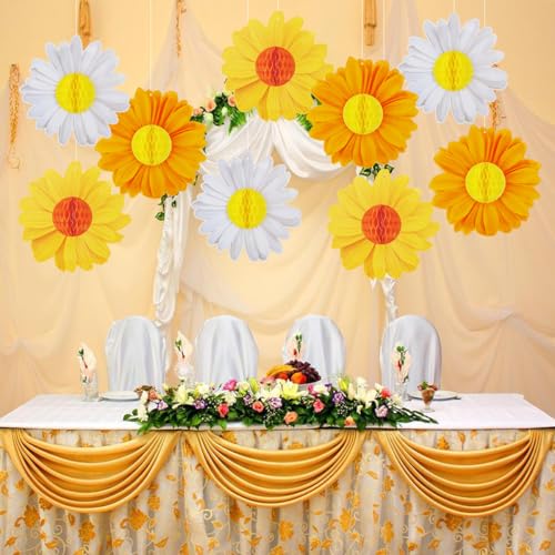 Spring Party Decorations Flower Pack of 9 - Yellow Orange White Daisy Bloom
