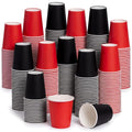 Disposable Paper Cups 8 oz Black and Red Set for Parties and Events - 300 Pack