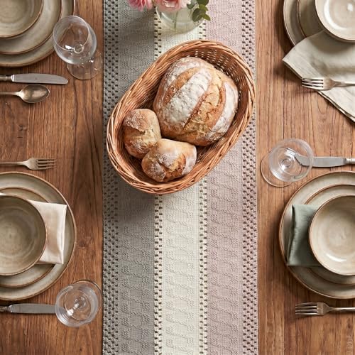 Farmhouse Table Runner 12x72 Inch - Grey and Pink Rustic Decor