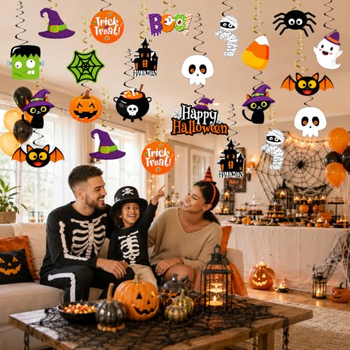 Halloween Hanging Decorations Ghost Streamers Pumpkins Witches Ceiling Swirls Indoor Festive Decor