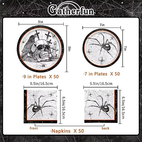 Halloween Spider Webs Party Supplies Set for 50 Guests with Plates & Napkins