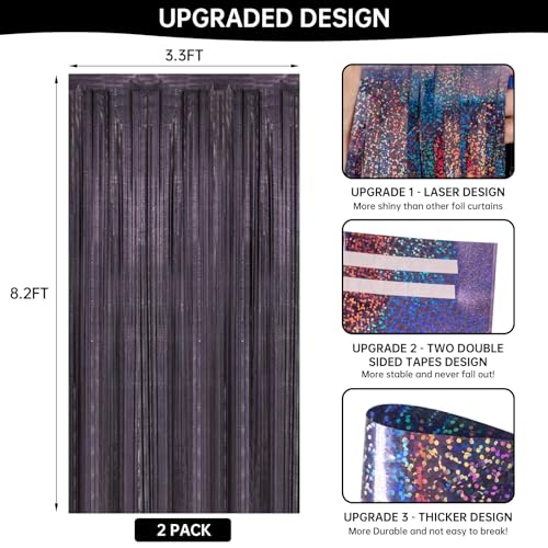Black Glitter Metallic Foil Fringe Curtain Backdrop - Variation of THIS Listing