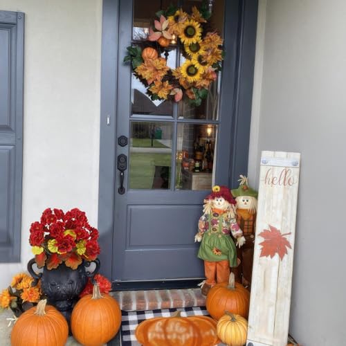 Fall Flowers Artificial Geraniums Set - Red Autumn Faux Decor, 2 Pcs