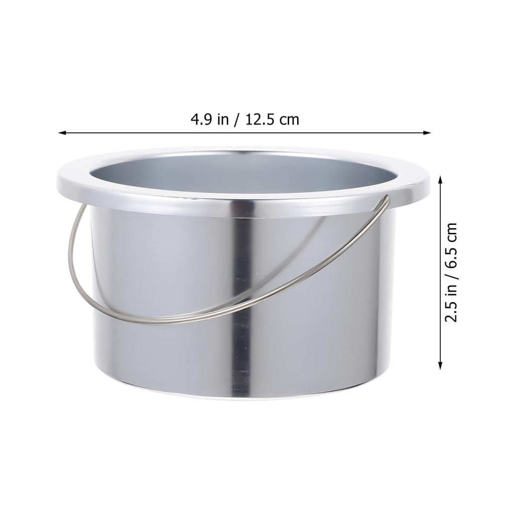 WOONEKY Wax Heater Inner Pot 4.92 Inch Aluminum Non-Stick Wax Melting Bowl Silver Warmer Accessory with Ergonomic Handle for Hair Removal and Salon Use