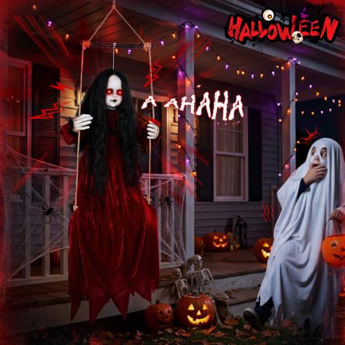 55-Inch Hanging Ghost Doll Halloween Outdoor Indoor Decor with Sound & Light