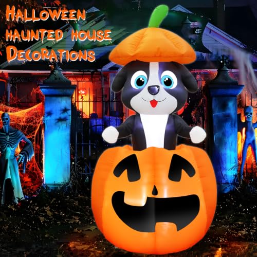 Halloween Inflatable Dog in Pumpkin - 5 FT Animated Outdoor Decor