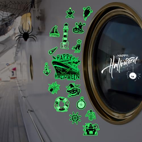 Halloween Cruise Door Magnets 16 Pcs Glow Decorations Scary & Bright Variations