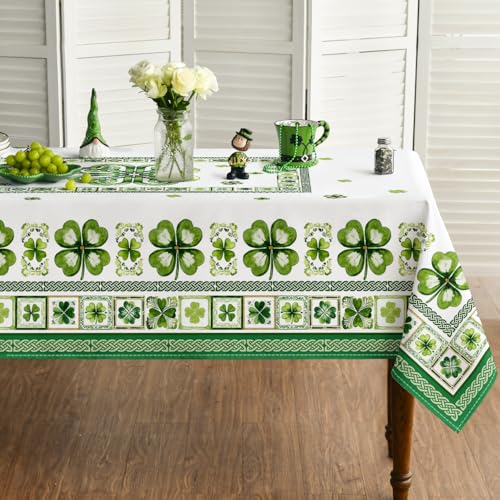 Horaldaily St. Patrick's Day Tablecloth 60x84 Inch Rectangular Green Boho Decor