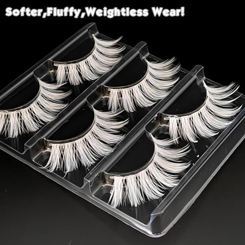 3D White Wispy Anime Lashes - Colored Full Strip Eyelashes for Cosplay & Halloween