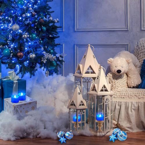 Blue Flameless LED Tea Lights Bulk Pack for Weddings & Parties