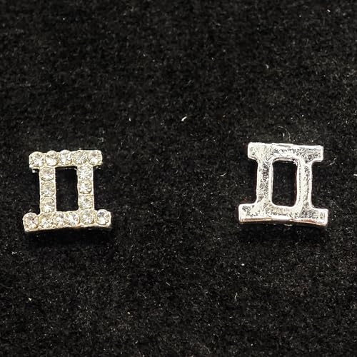 Silver Gemini Zodiac Nail Charms - 15pcs 3D Nail Art Decorations for DIY Manicure