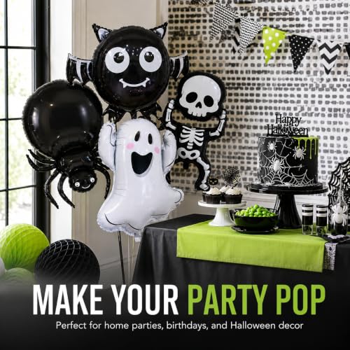 Halloween Foil Balloon Set - Ghost Spider Skeleton Bat Decorations for Party