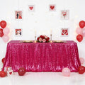 Hot Pink Sequin Tablecloth 60 x 120 Inch Fuchsia Sparkly Overlay for Wedding Party