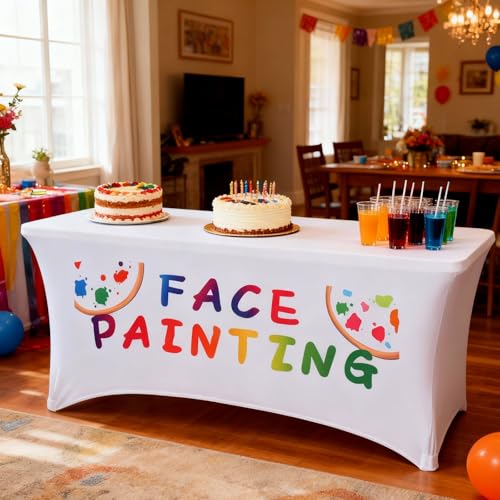 Face Painting Tablecloth - 6 Ft Stretch Spandex Fitted for Events & Parties