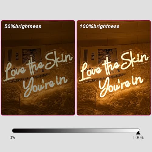Love the Skin You're In Neon Sign - Wall Decor for Spa & Beauty Salon, Warm White, 16.5x9 inches - Variation of This Listing