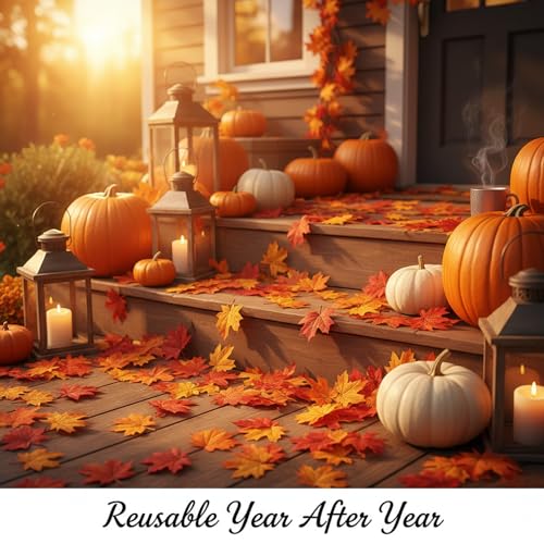 Artificial Fall Leaves 200 Pcs - Realistic Autumn Maple Leaf Decor for Crafts & Events
