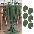 120 Inch 6-Piece Forest Green Gauze Wedding Table Runner Set - Boho Decor