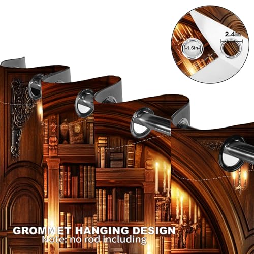 Blackout Curtains Set - 2 Panels 52x63 Inches for Bedroom Living Room - Book4 Variation