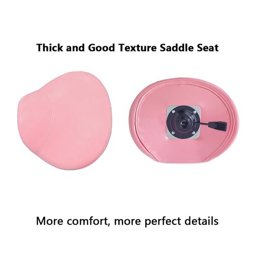Antlu Saddle Stool Rolling Chair for Massage Clinic Spa Salon Cutting, Saddle Rolling Stool with Wheels Adjustable Height (Pink)