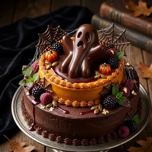 Halloween Silicone Chocolate Molds - 6 Cavity Pumpkin Bat Skull Ghost Witch Hat
