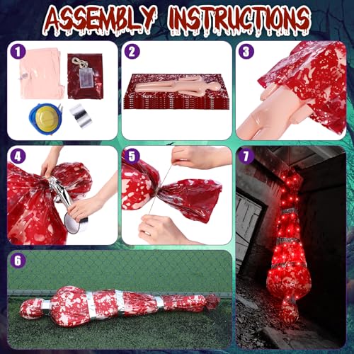 Halloween Human Remains Prop Set with Inflatable Corpses, LED Lights & Accessories