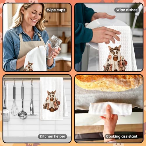 Abyssinian Ghost Halloween Hand Towel - Cat Kitchen Bathroom Decor