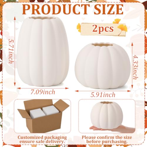 Fall Pumpkin Vase Set - Ceramic Autumn Table Decor for Thanksgiving & Halloween
