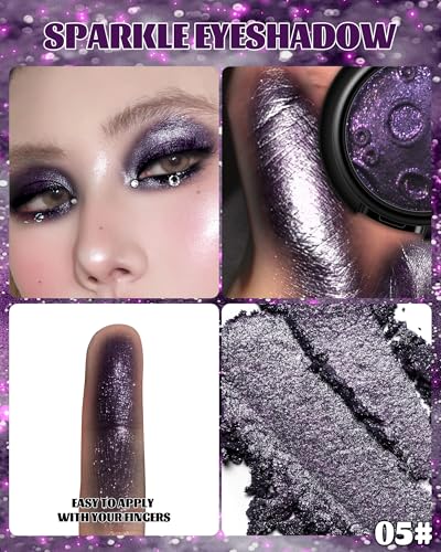 Chameleon Eyeshadow Palette - Black Purple Glitter, Multi-Color Shift, Long-Lasting