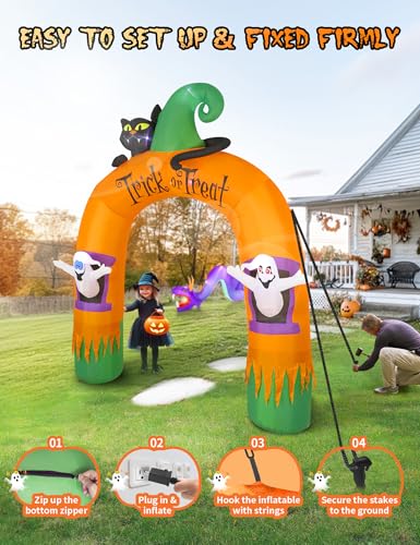 Halloween Inflatable Archway 10FT Black Cat Ghost & Cornucopia Yard Decoration - Variation of THIS listing