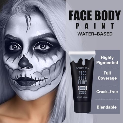 Grey Face & Body Paint - Water-Based, Non-Toxic, Washable for Art & Halloween