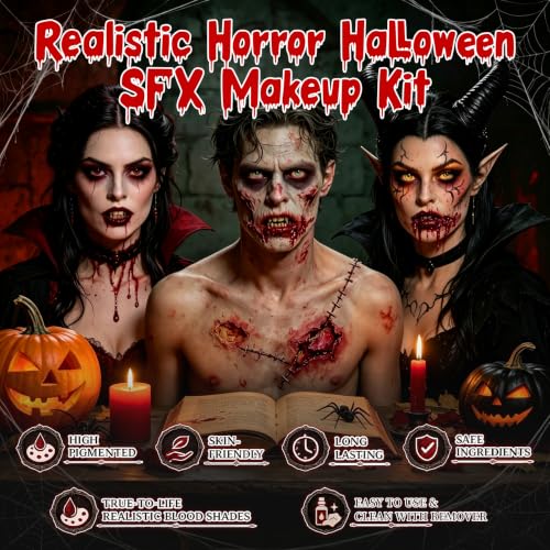 Halloween SFX Makeup Kit Scar Wax Fake Blood Latex Tools - Variation 01