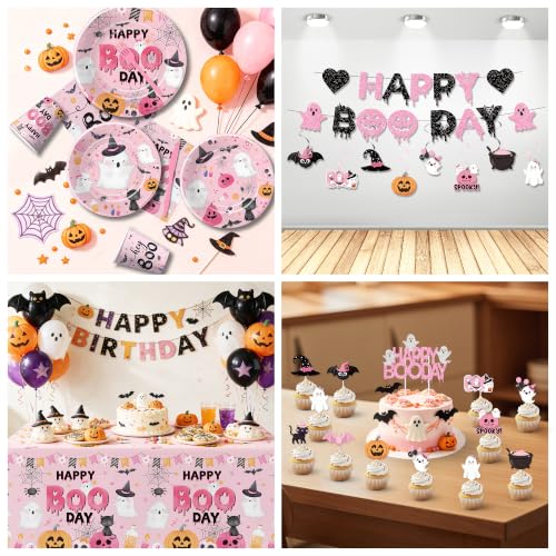 Pink Halloween Party Decorations Set for Girls - Serves 24