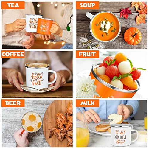 12 pcs Fall Enamel Coffee Mugs Set - Thanksgiving Pumpkin Spice Camping Cups