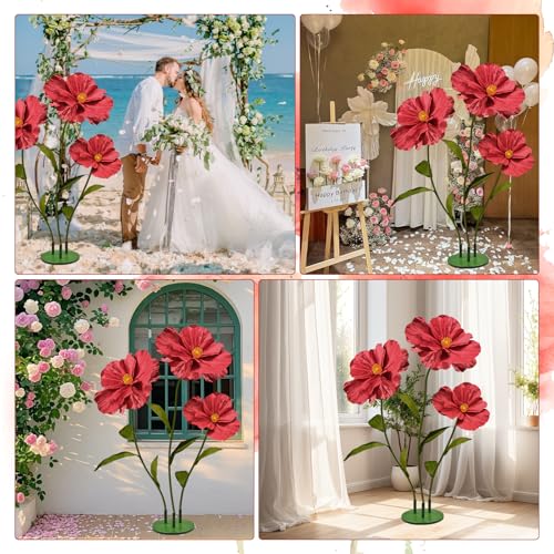 Large Red Poppy Flower Decoration - 5.5ft Outdoor Halloween Decor